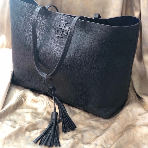 HOST PICK!🔥Tory Burch Tassel Leather Tote Handbag - Picture 3 of 13